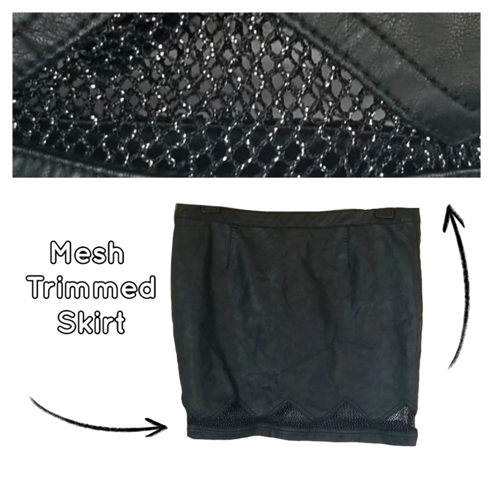 Y2K Punk Gothic Mesh Trim Super Mini Black Vintage Skirt